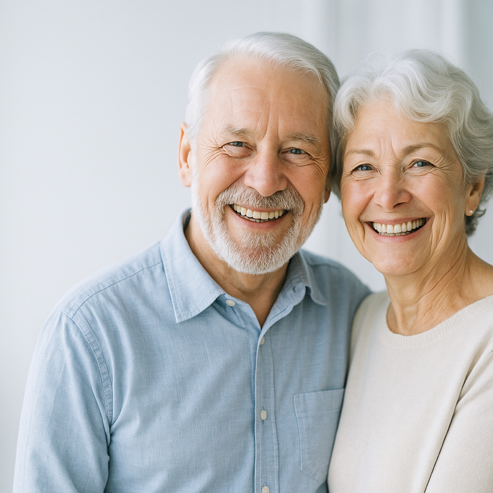 Un couple de personnes âgées souriant après une visite à Smile Denture à Ottawa